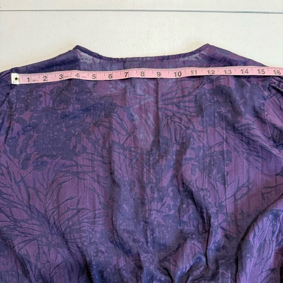 Coldwater Creek Lacy Crinkle Tunic Button Up Purple Blouse Women’s Size Medium - Picture 10 of 14